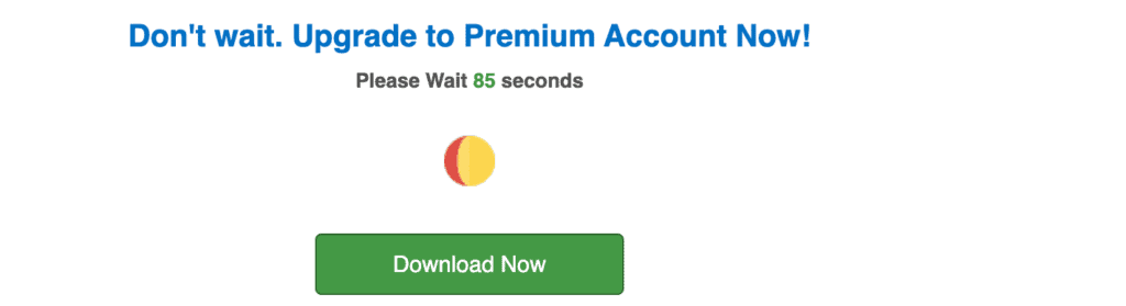 FileJoker download screen displaying a clean layout with an 85 seconds remaining wait gate.