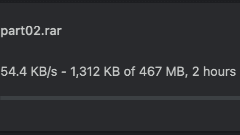 Chrome browser download manager displaying a free FileSpace download running at 54.4 KB/s.