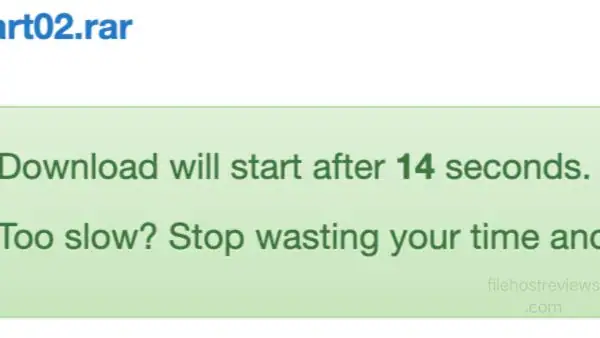Katfile free download page showing a 14 seconds remaining countdown message.