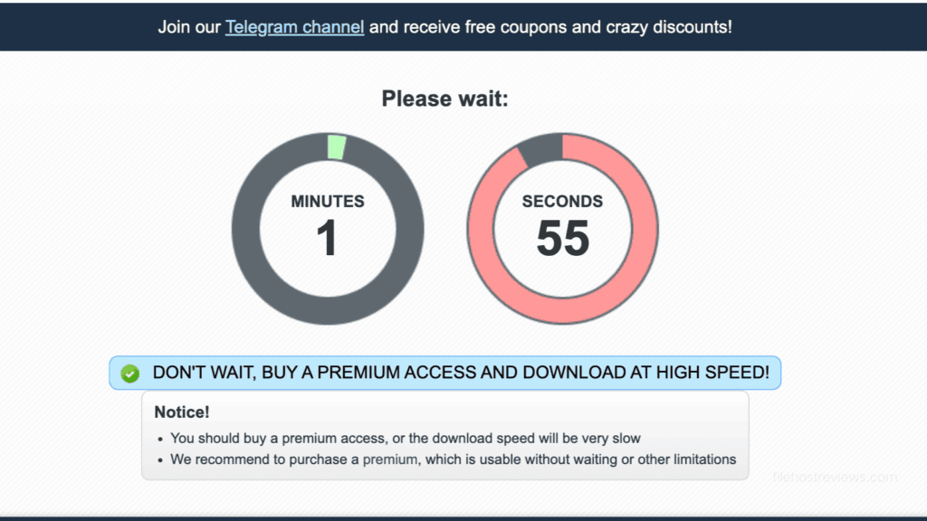 Nitroflare download interface showing a slow download option alongside a prompt to buy premium access.