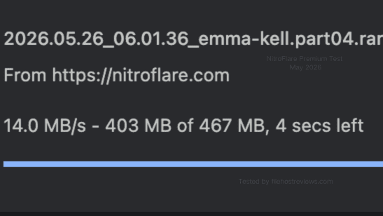 Nitroflare premium single file download speed test inside Google Chrome.