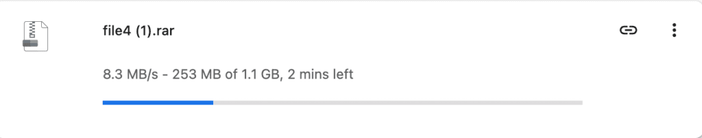 Google Chrome interface displaying a single unmanaged premium Upstore download clocking 8.3 MB/s.