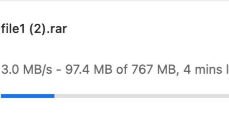 Chrome download manager running an active free DailyUploads file stream at 3.0 MB/s.