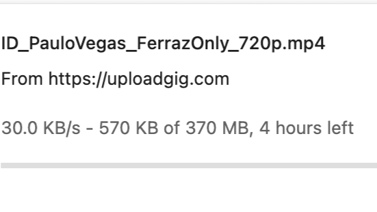 Google Chrome download history showing a free Uploadgig file capped at 30.0 KB/s.