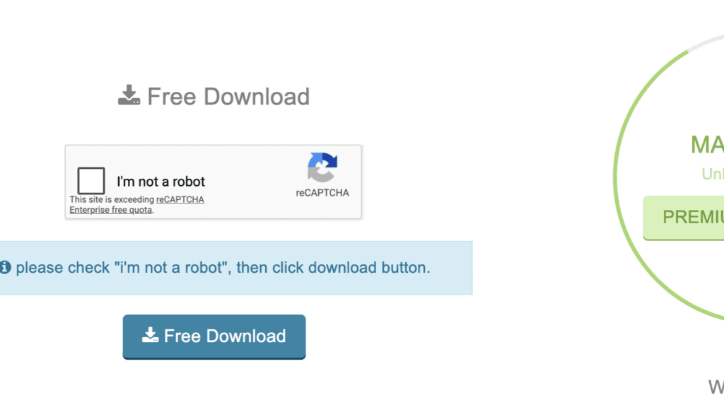 Mandatory 60-second countdown timer ticking down on the free Uploadgig page.