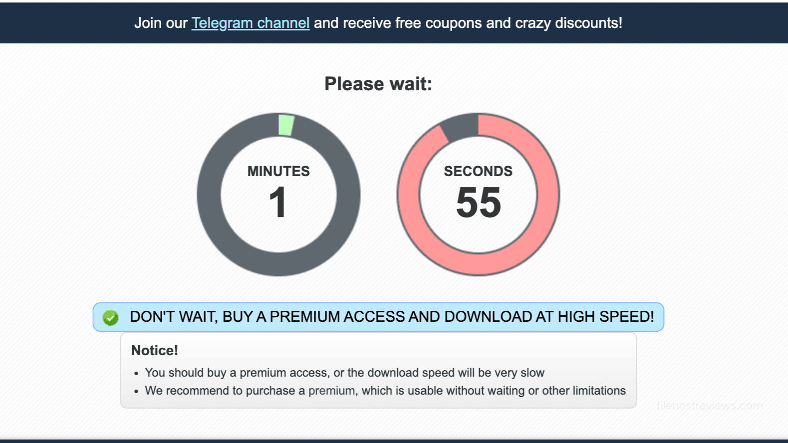 NitroFlare free download countdown showing 1 minute and 55 seconds