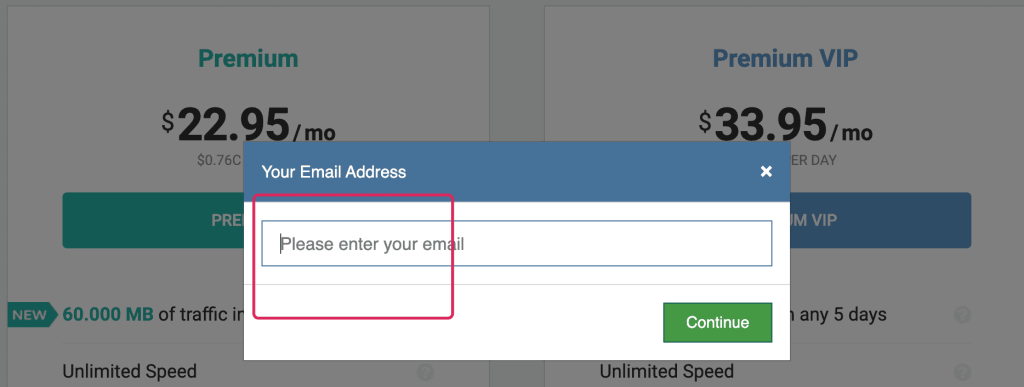 Email entry before continuing to the FileJoker payment summary page.