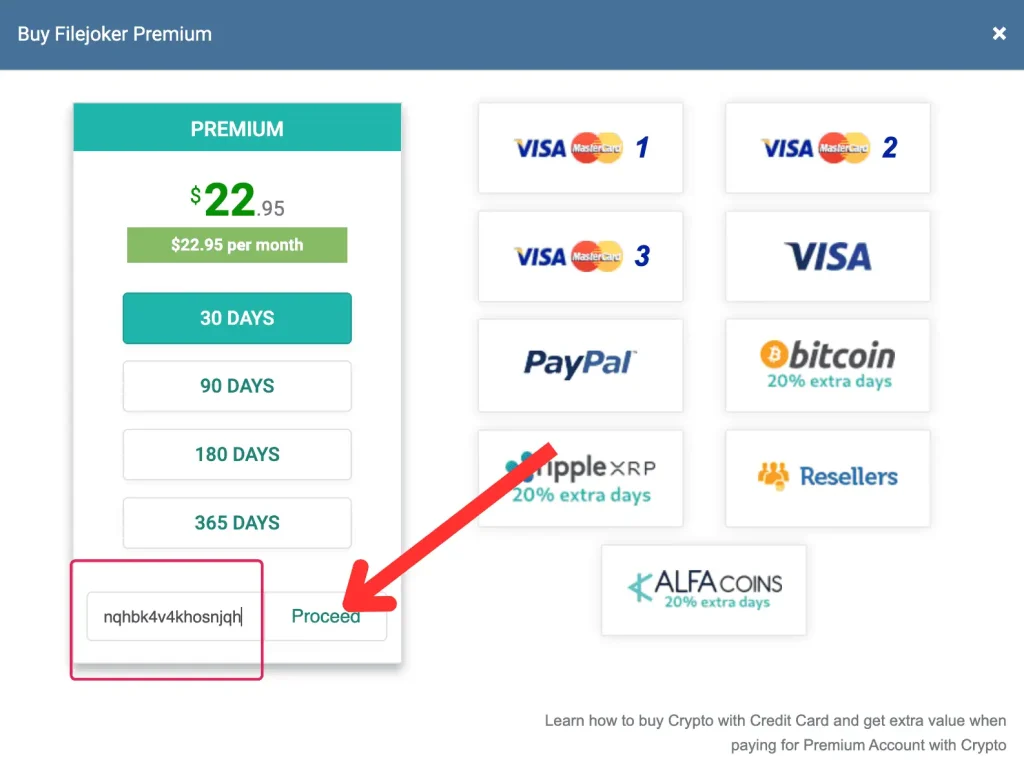 Entering the extra-days promo code before clicking Proceed at checkout.