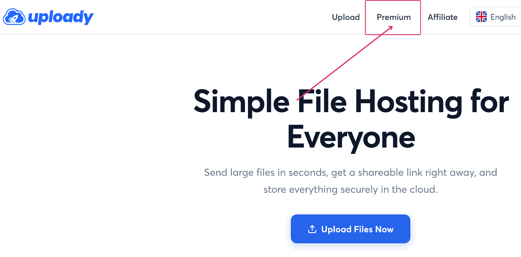 Main website navigation with the Premium link highlighted.